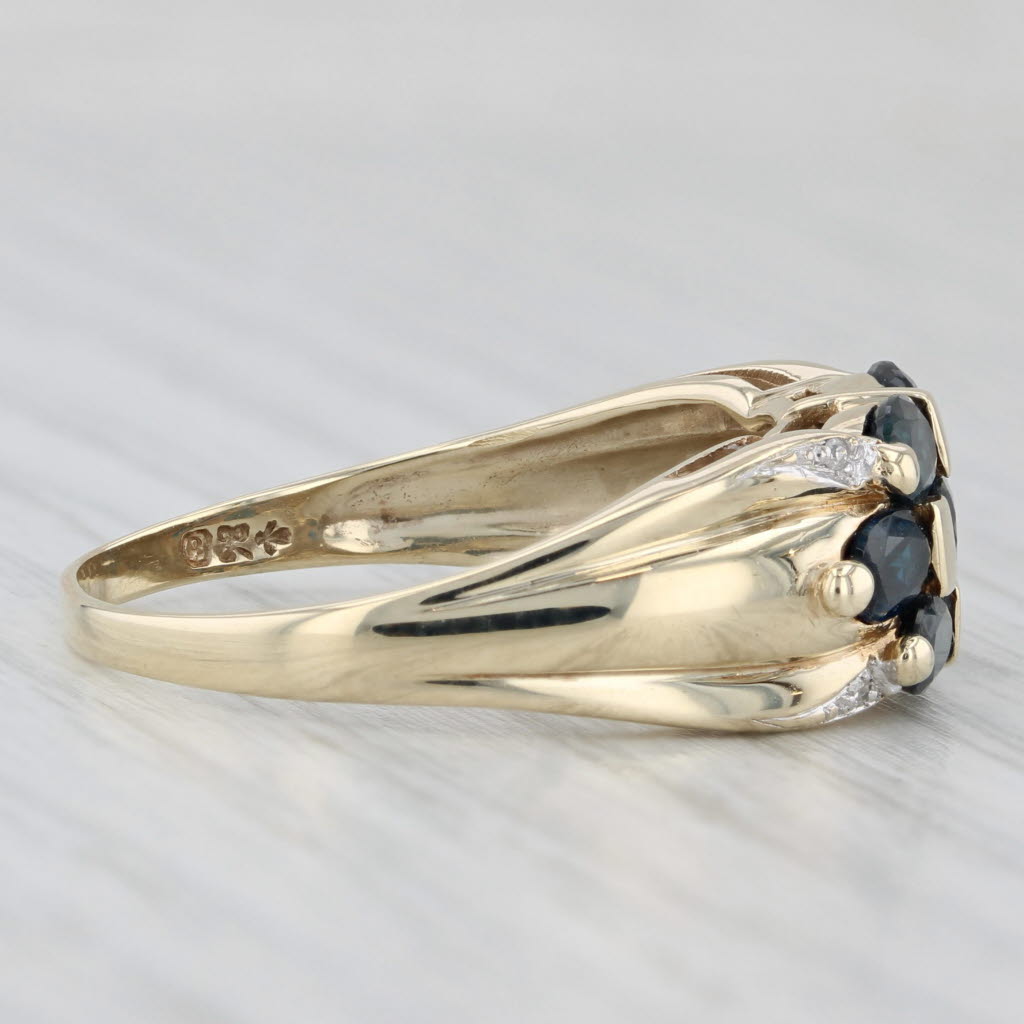 2.66ctw Blue Sapphire Cluster Diamond Ring 10k Yellow Gold Size 10