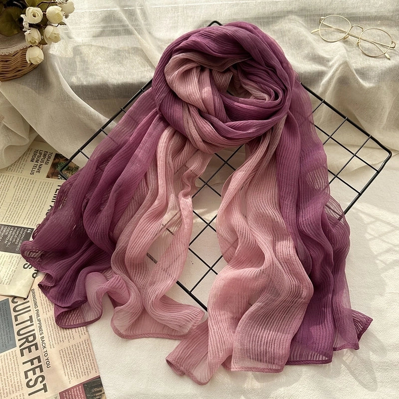 Women's Elegant Sweet Color Block Silk Silk Scarf