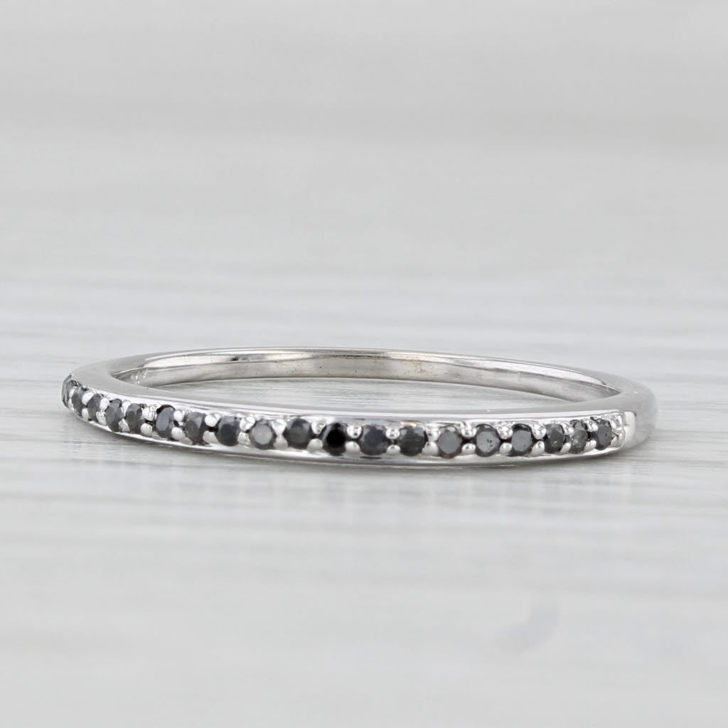 0.10ctw Black Diamond Band 14k White Gold Sz 7.25 Bridal Wedding Stackable Ring