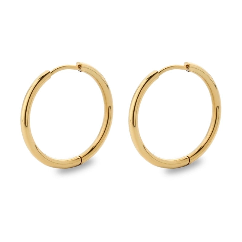 Minimalist Solid Color Stainless Steel Hoop Earrings 1 Pair