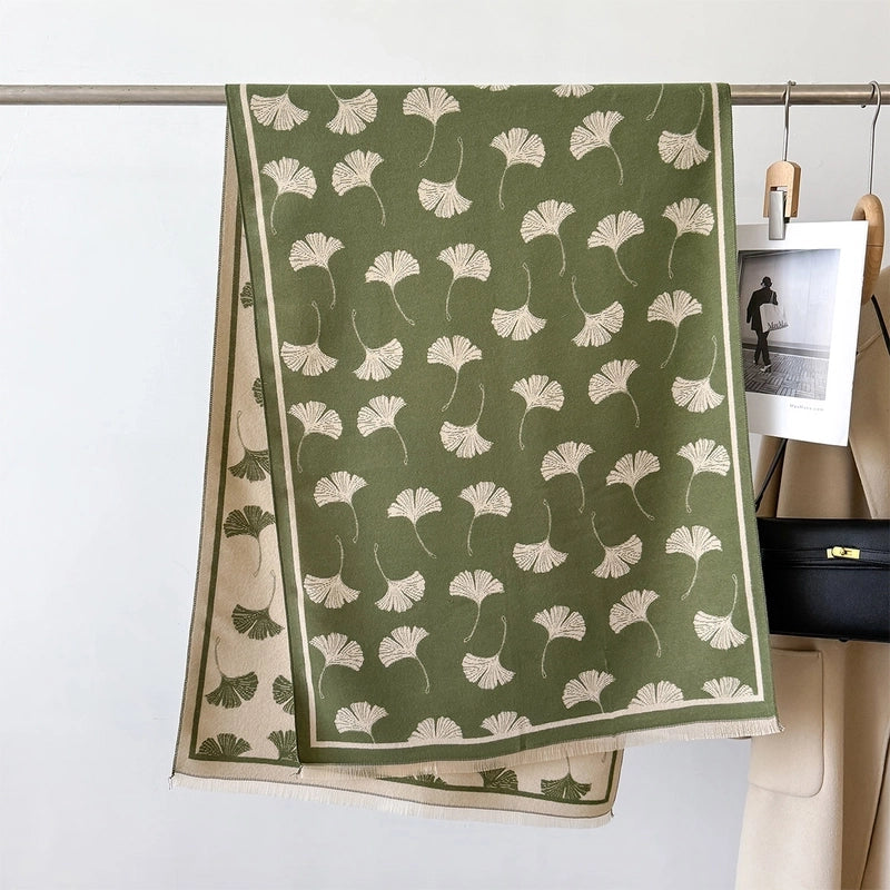 Women's Basic Minimalist Maple Leaf Polyester Scarf