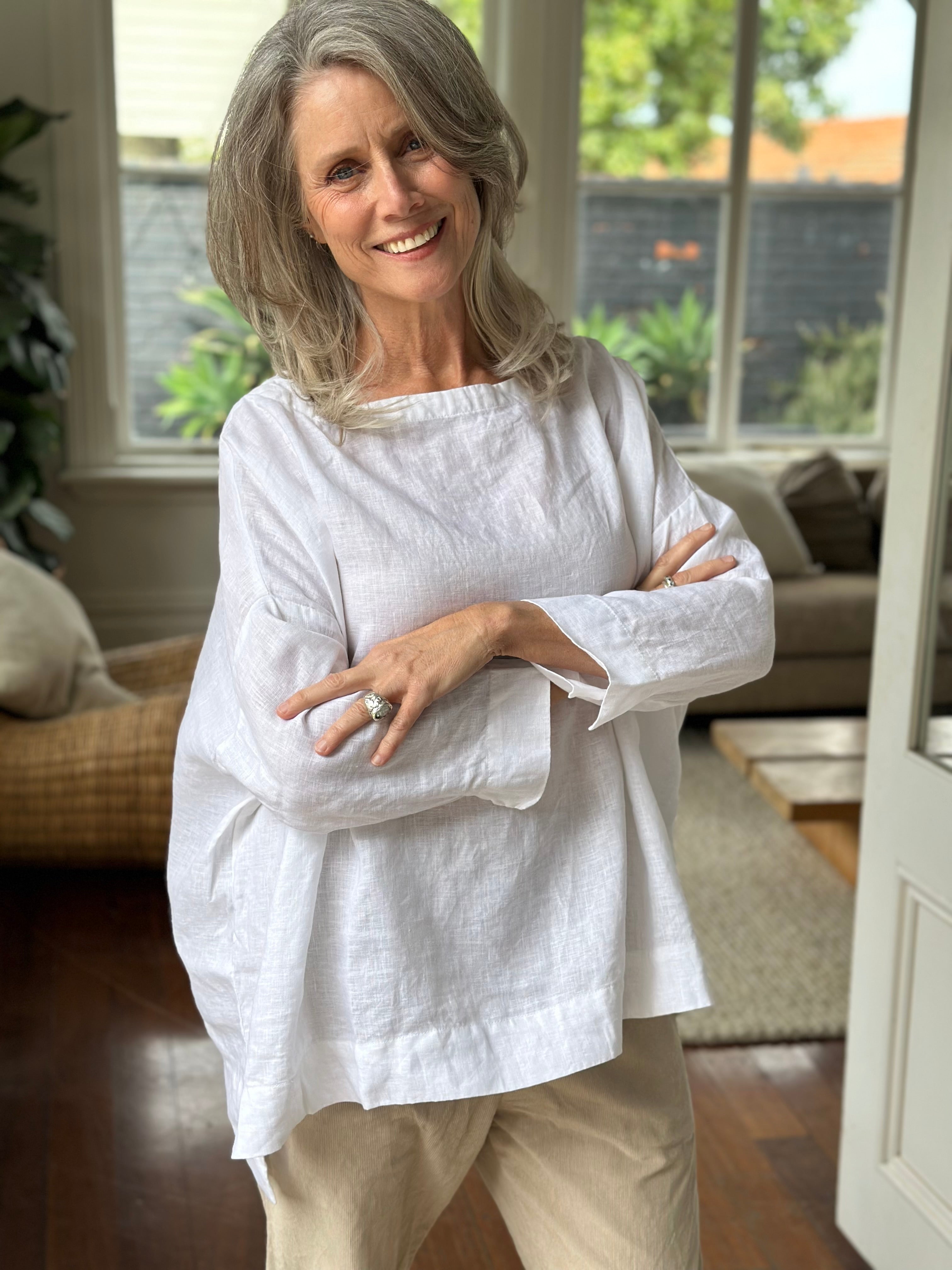 avril top - white linen