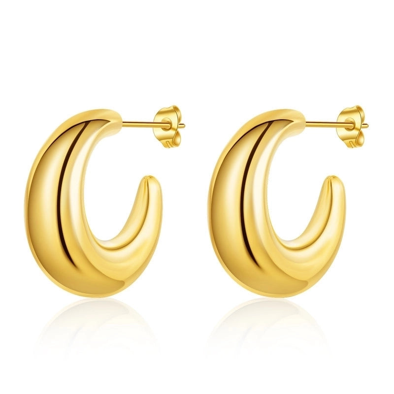 1 Pair Minimalist C Shape Polishing Stainless Steel Ear Studs