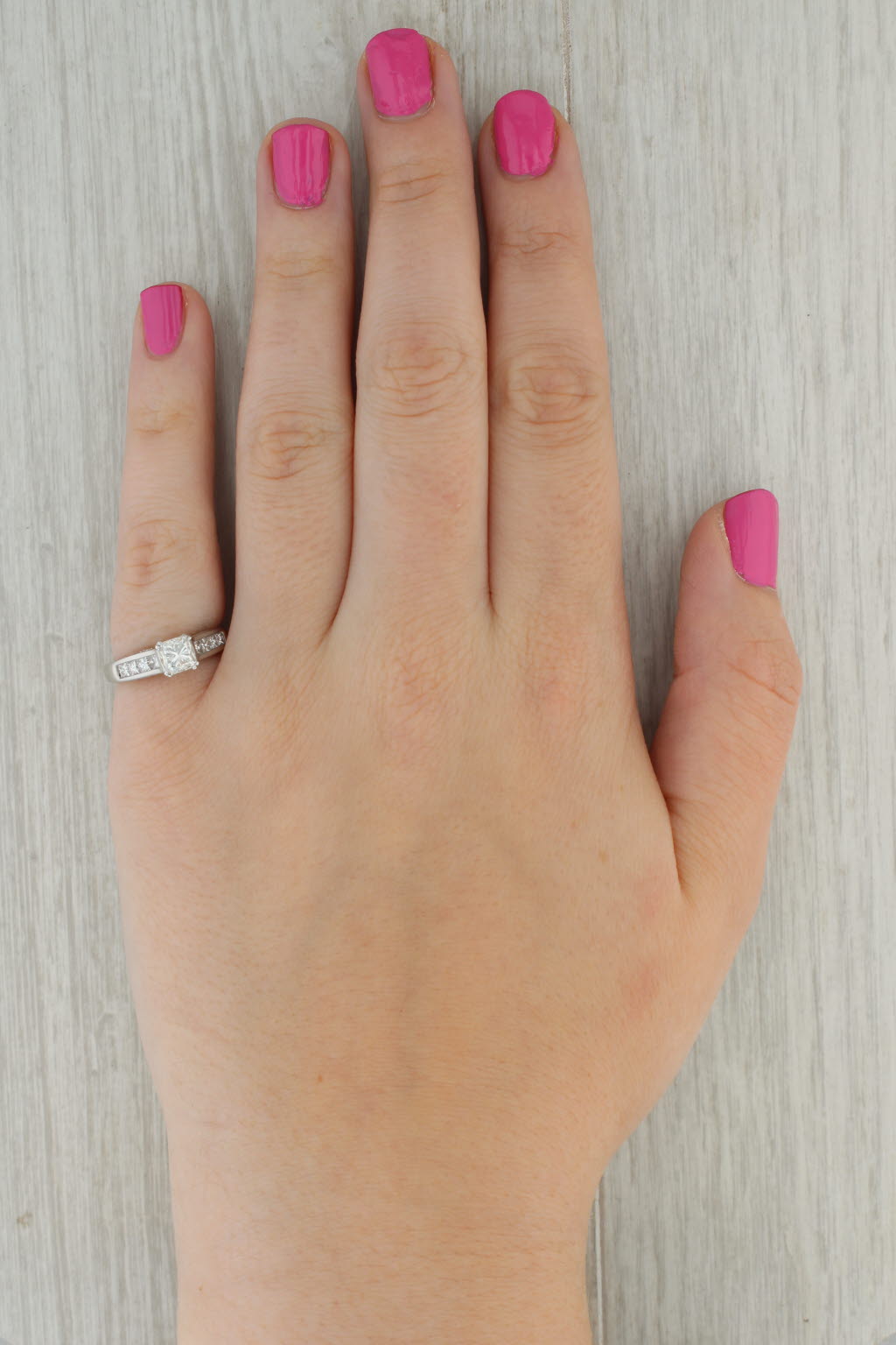 1.48ctw Princess Diamond Engagement Ring 14k White Gold Size 5.5 Cathedral