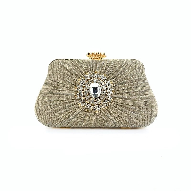 Blue Black Gold Pu Leather Cotton Flower Rhinestone Square Evening Bags