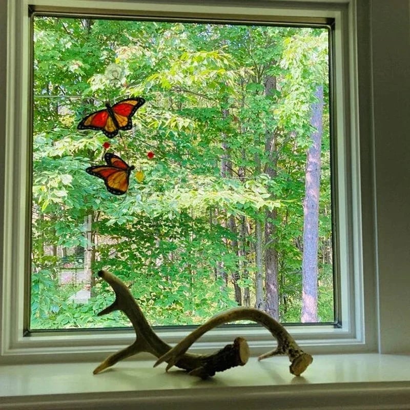 🔥🔥🔥Stained Monarch Butterfly Glass Window Decor