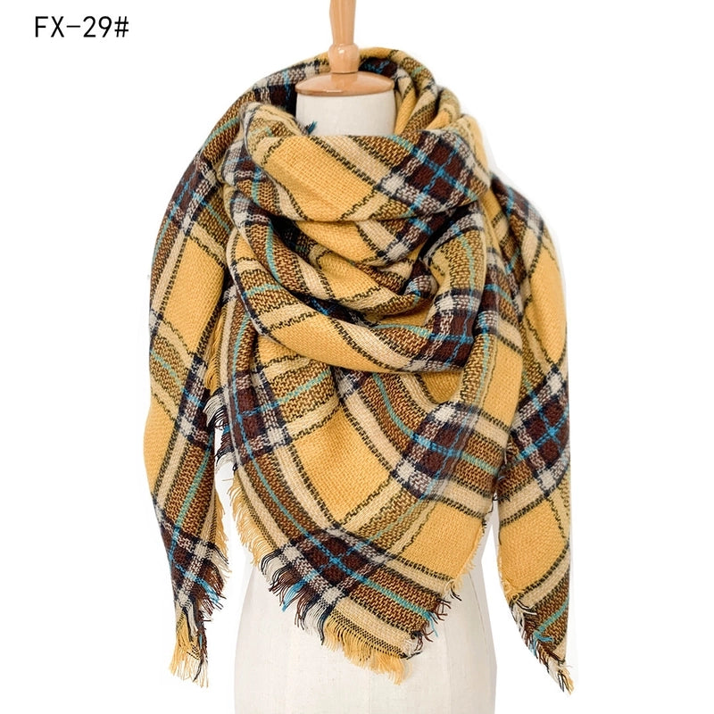 Autumn And Winter New Scarf Cashmere Acrylic Black Beige Plaid Square Scarf Women's Shawl