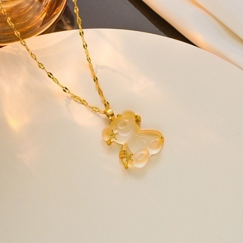 Cute Little Bear Star 201 Stainless Steel Copper Resin Zircon Plating Inlay