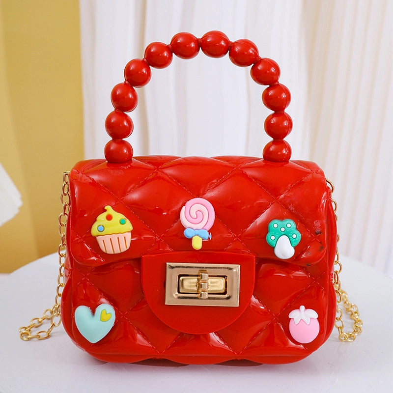 Women's Small PVC Color Block Streetwear Square Lock Clasp Handbag