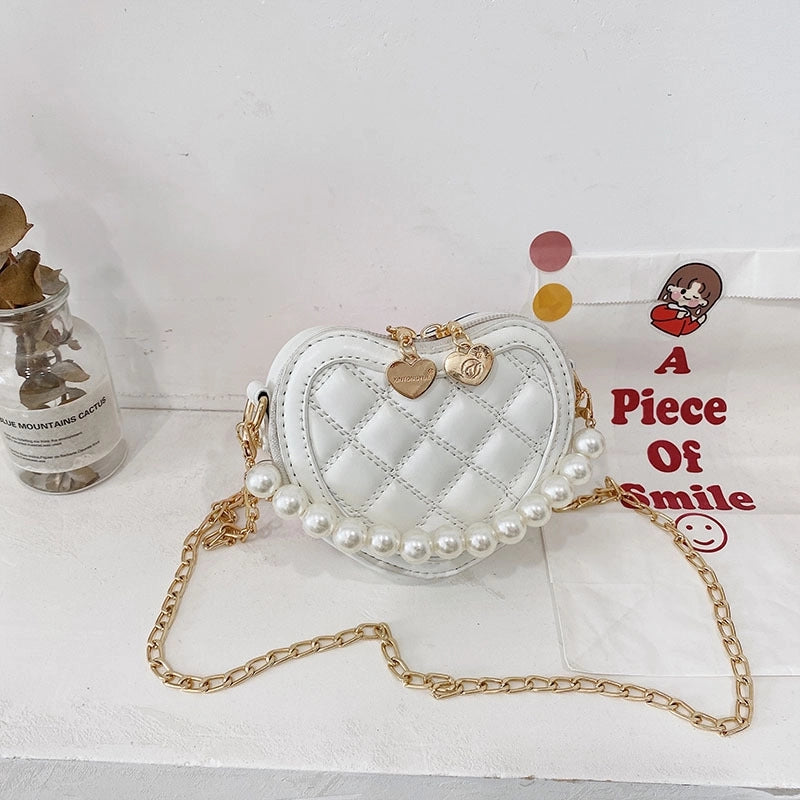 Lingge Pearl Chain Children's Bag Fashion One-shoulder Messenger Bag Coin Purse