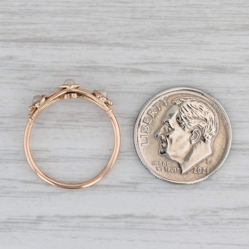 Antique Split Pearl Ring 10k Rose Gold Size 4.5 Stackable