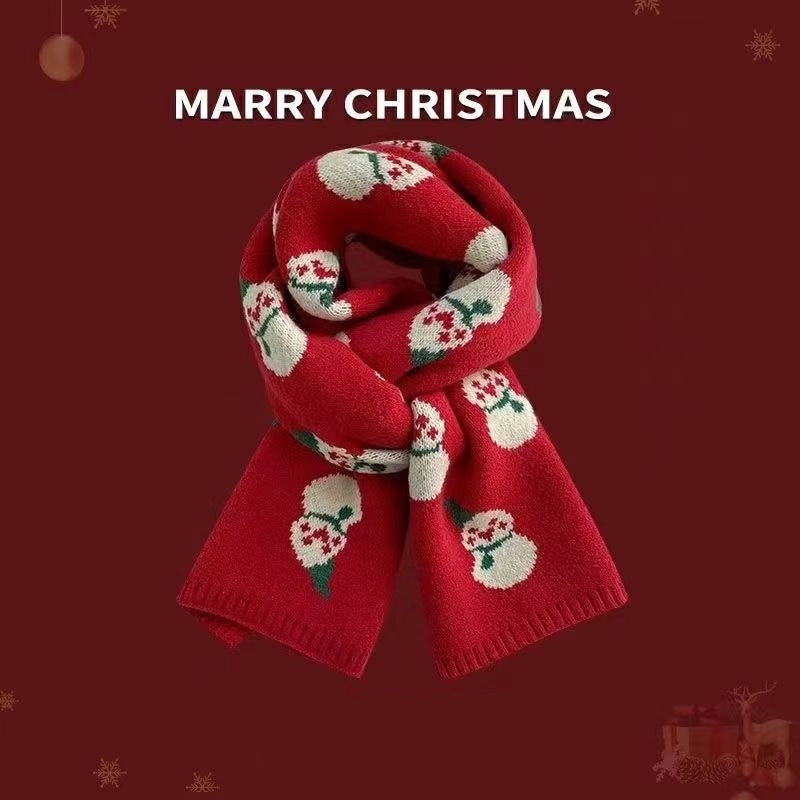 Women's Casual Cute Christmas Tree Santa Claus Snowman Imitation Cashmere Scarf