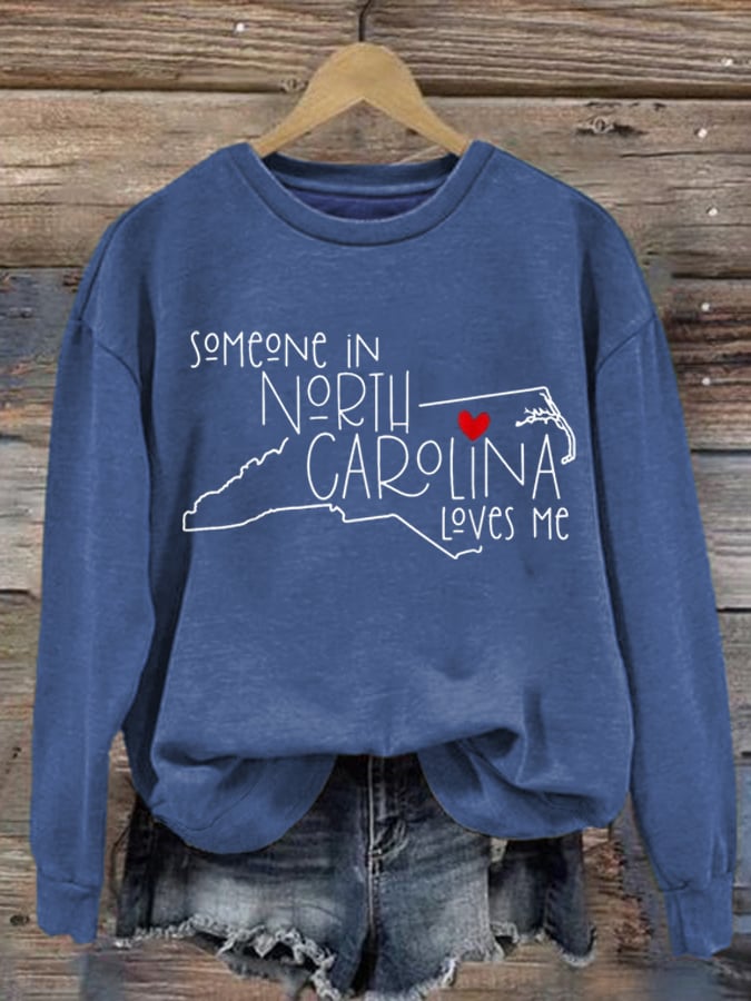 Women's  North Carolina Print Round Neck Sweatshirt