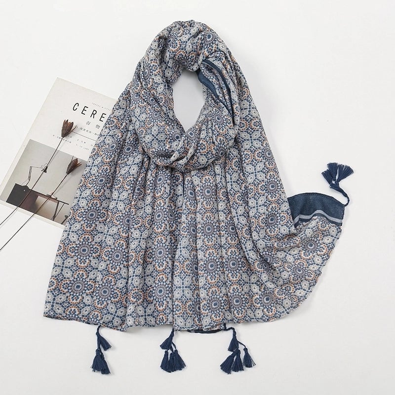 Women's Sweet Color Block Polyester Printing Scarf