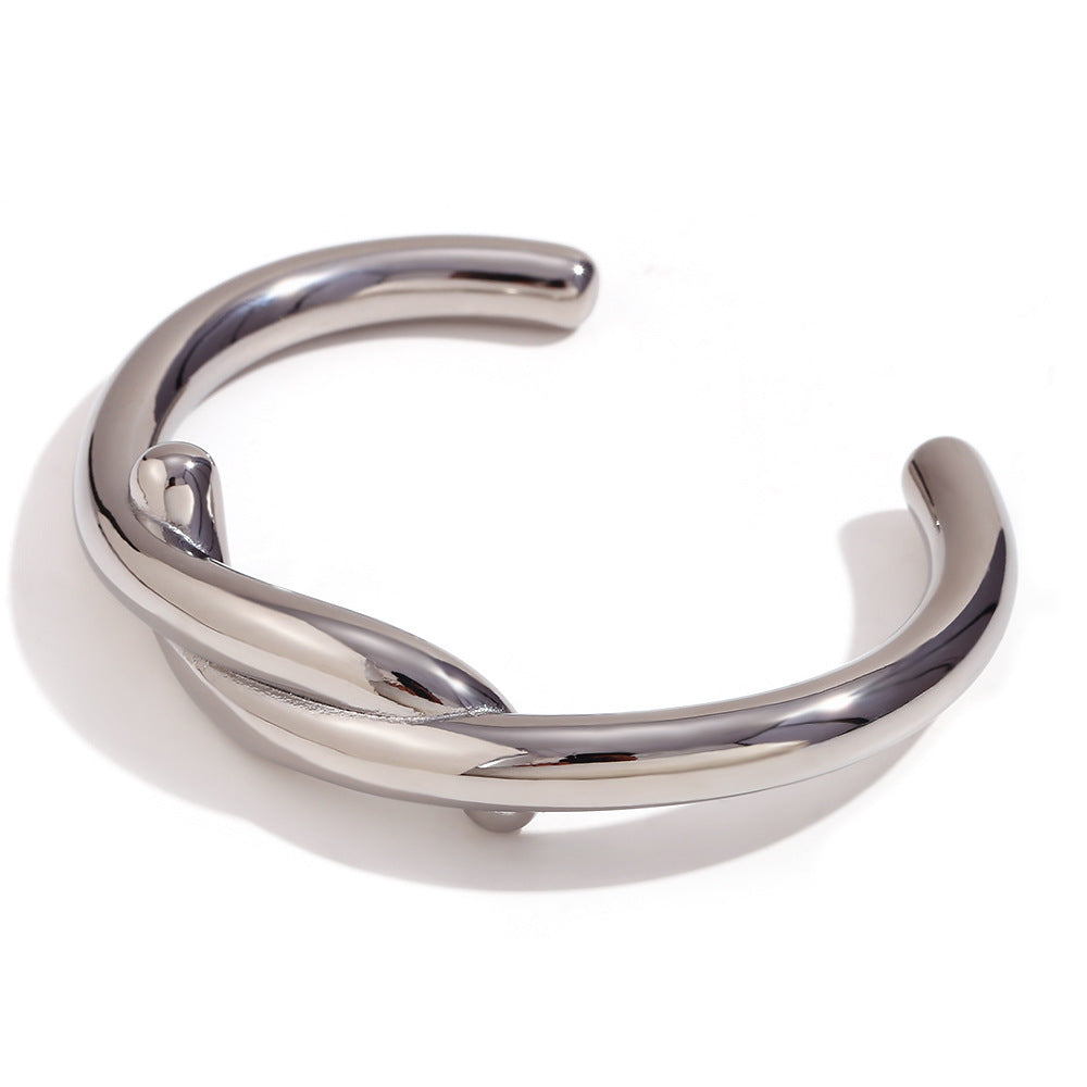5 Pieces Minimalist Circle Stainless Steel 18K Gold Plated Bangles