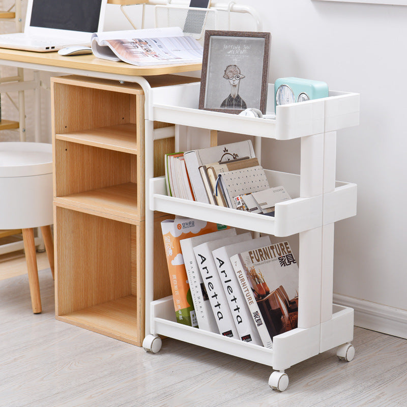 3-TIER MOBILE TROLLEY ORGANIZER WITH DRAWERS & MESH SHELVES FOR KITCHEN