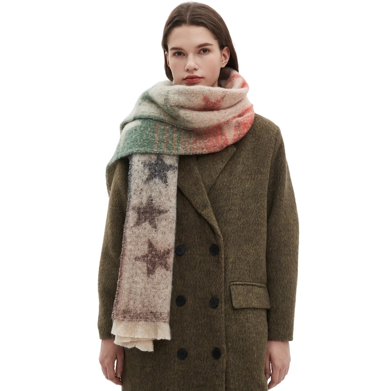 Women's Casual Minimalist Color Block Star Polyester Scarf