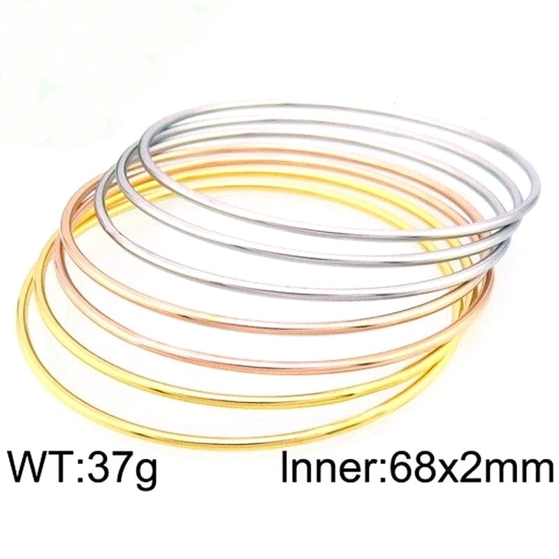 304 Stainless Steel 18K Gold Plated Minimalist Round Solid Color Bangle