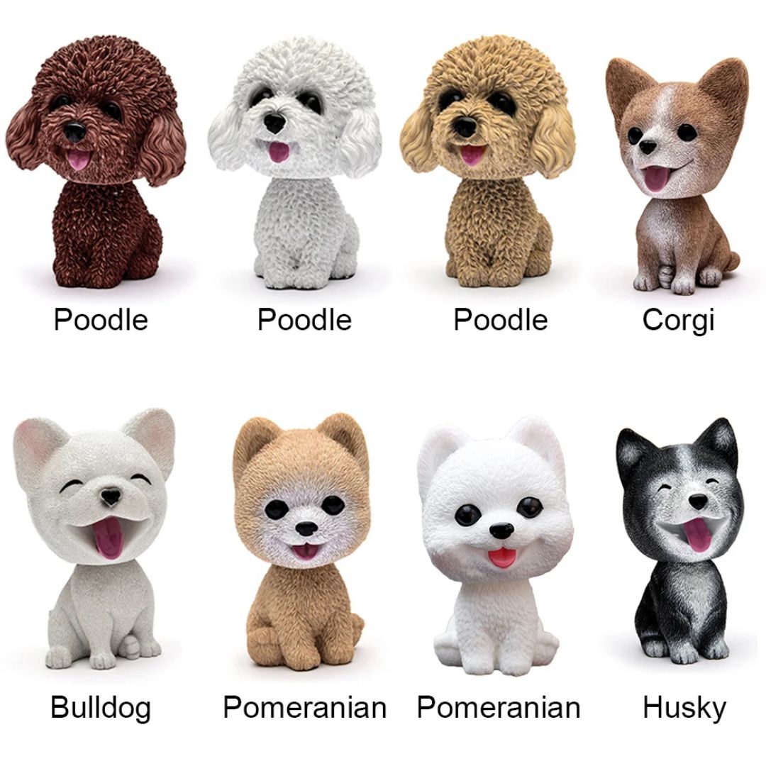 8 Set Dog Ornament Resin Cute Bobblehead