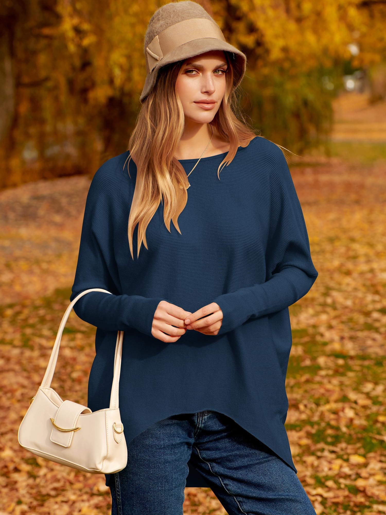 ✨Hot Sale 49% OFF⭐women's Irregular Oversized Dolman Sleeve Knitted Pullover (Free Shipping)