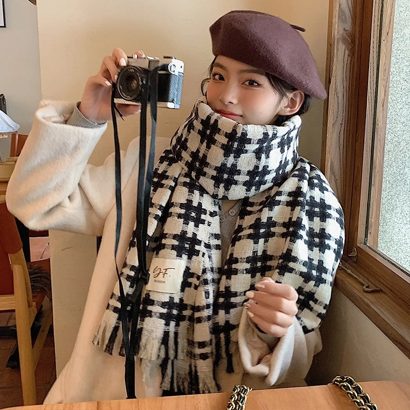 Women's Lady Streetwear Plaid Polyester Scarf