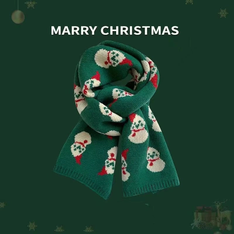 Women's Casual Cute Christmas Tree Santa Claus Snowman Imitation Cashmere Scarf
