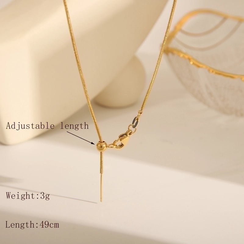 5 Pieces Basic Commute Solid Color 304 Stainless Steel 18K Gold Plated Necklace
