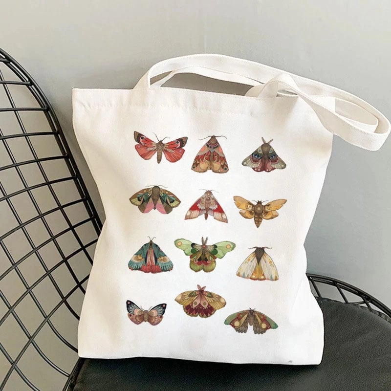 Women's Polyester Cartoon Leaves Streetwear Square Open Canvas Bag