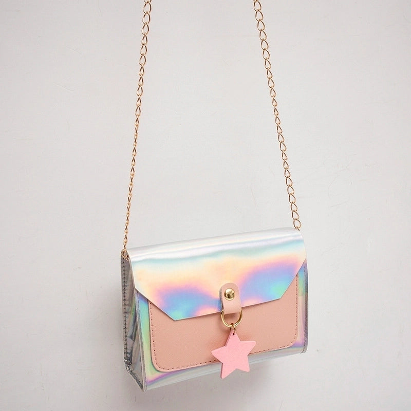 Women's Small Pu Leather Colorful Star Elegant Streetwear Square Flip Cover Shoulder Bag Crossbody Bag Square Bag