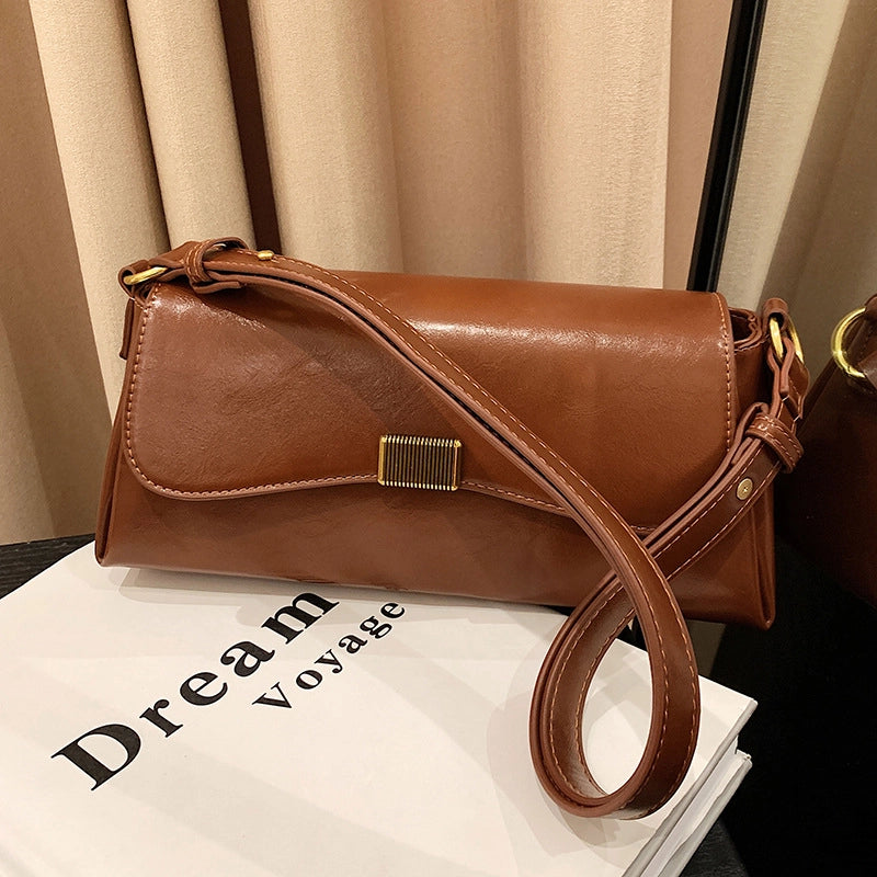 Women's Large Pu Leather Solid Color Streetwear Square Zipper Shoulder Bag Crossbody Bag