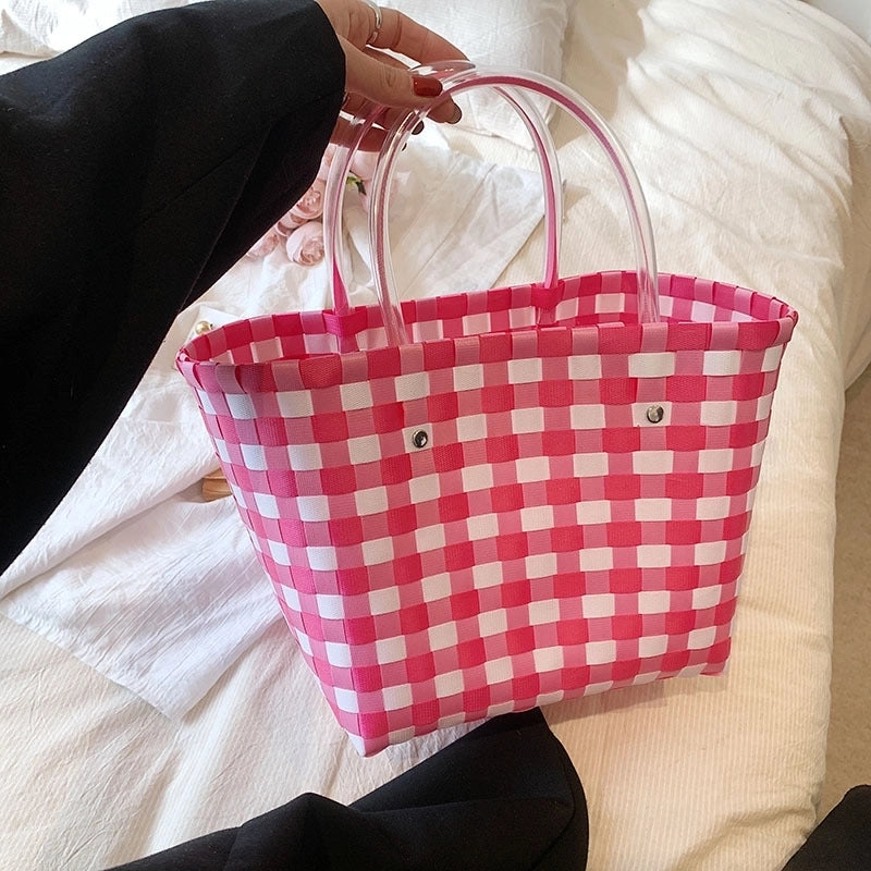 Women's Medium Summer Plastic Beach Straw Bag