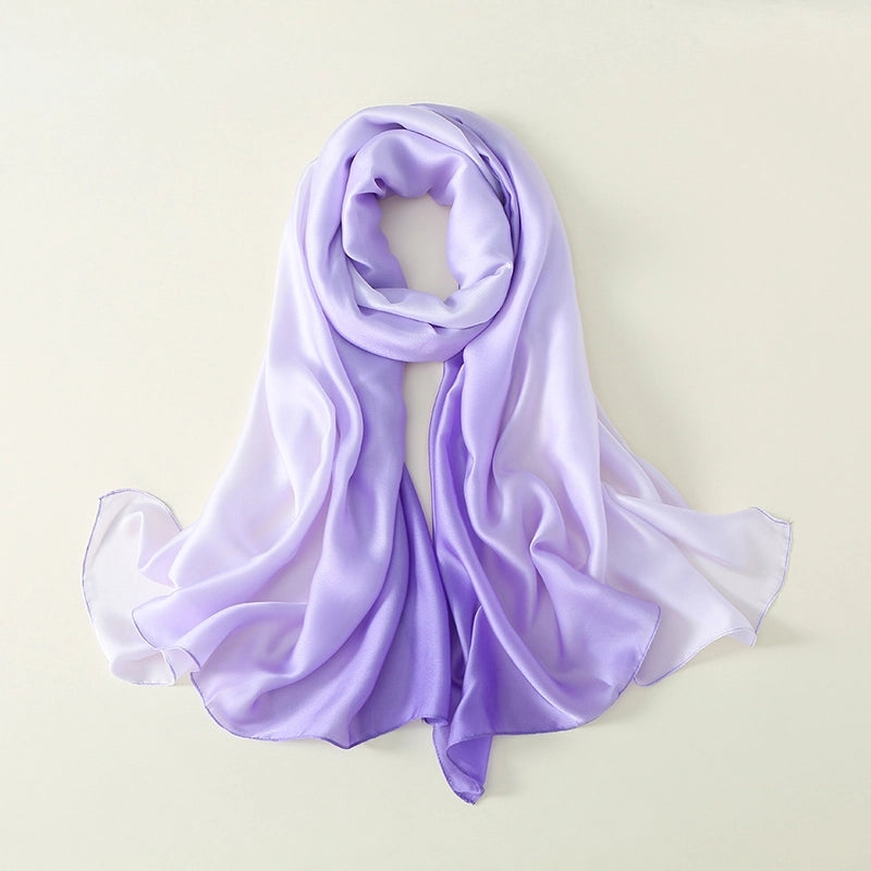 23 New Gradient Color Scarf Transitional Color New Silk Satin Scarf Scarf Elegant Long Women's Shawl Solid Color