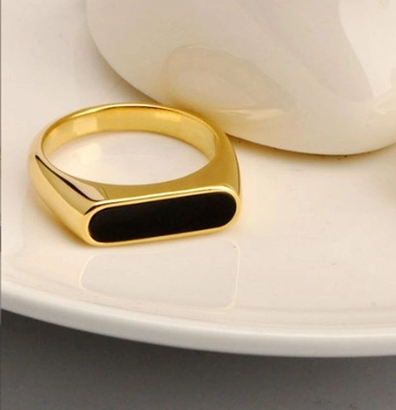 Minimalist Geometric Titanium Steel Inlay Shell Rings
