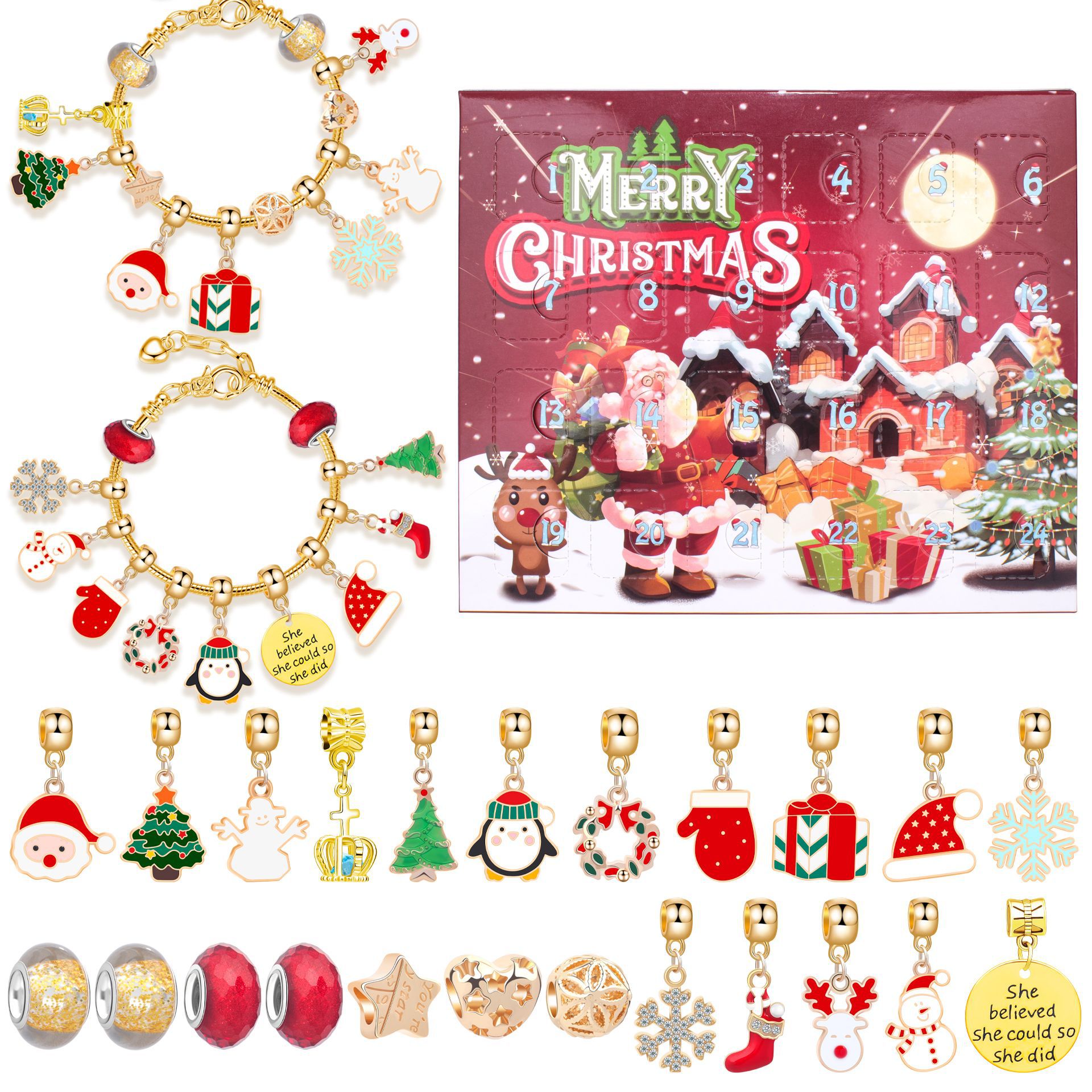 🎉Early Christmas Sale 49% OFF🔥The Best Gift For Children🎀DIY Christmas Advent Calendar Bracelets Set