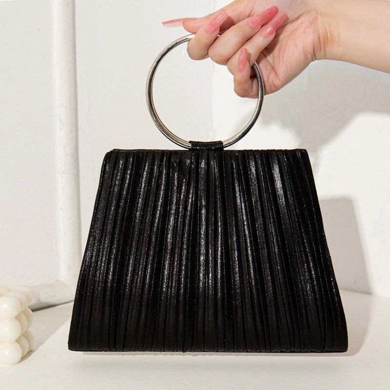 Black Gold Silver Pu Leather Solid Color Square Evening Bags