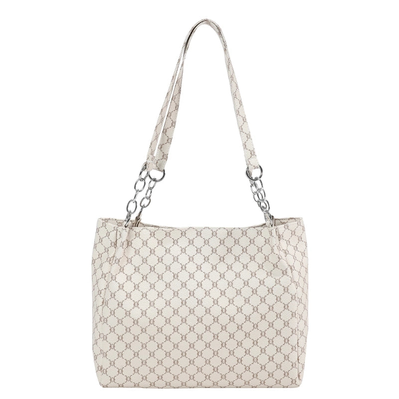 Women's Medium Pu Leather Monogram Vintage Style Classic Style Zipper Tote Bag