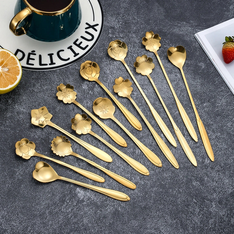 Casual Flower Stainless Steel Spoon 1 Piece