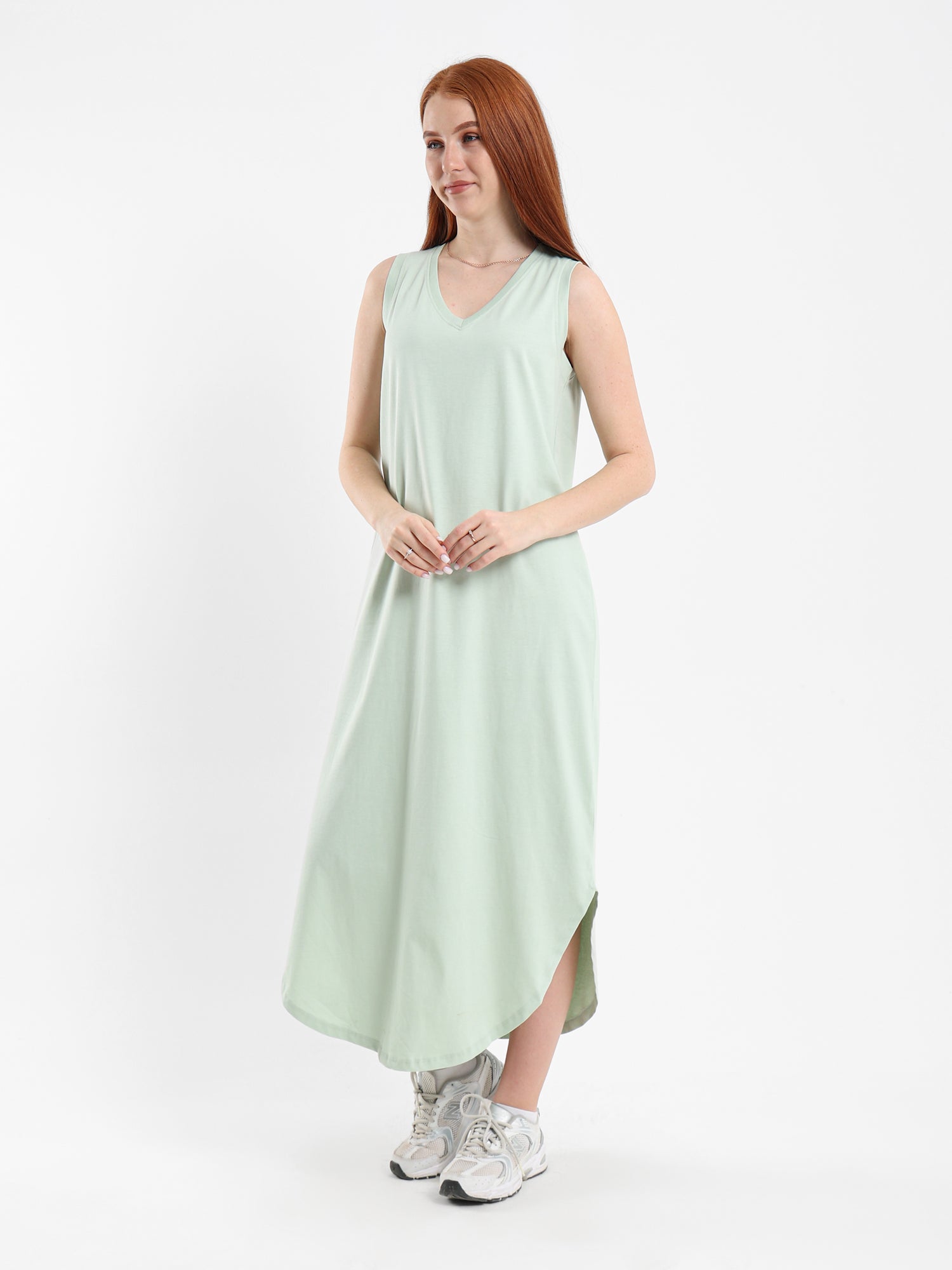 Sleeveless High-Low Midi Dress