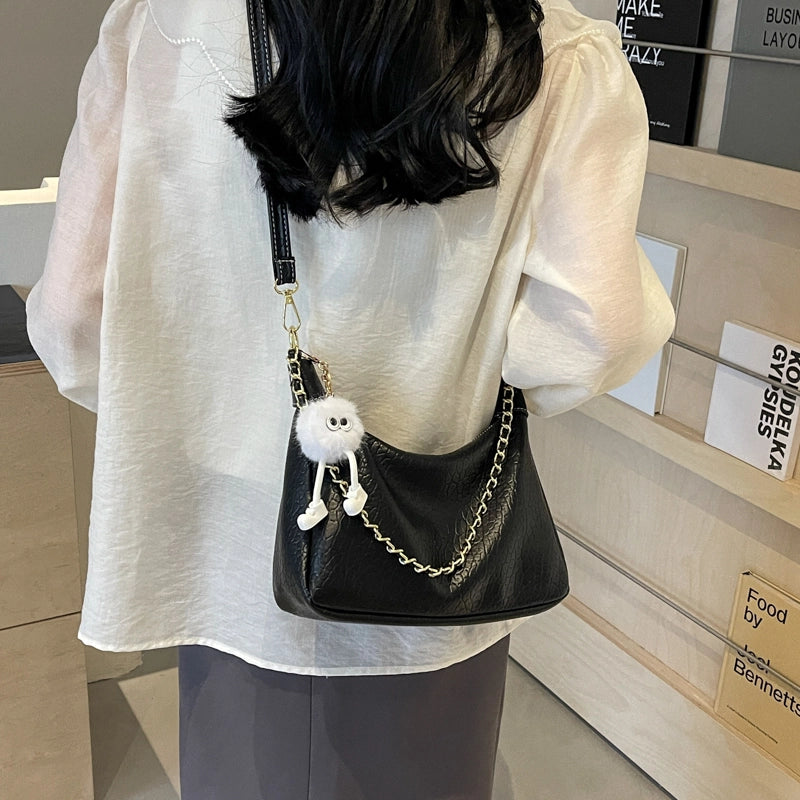 Women's Medium Pu Leather Solid Color Streetwear Zipper Crossbody Bag