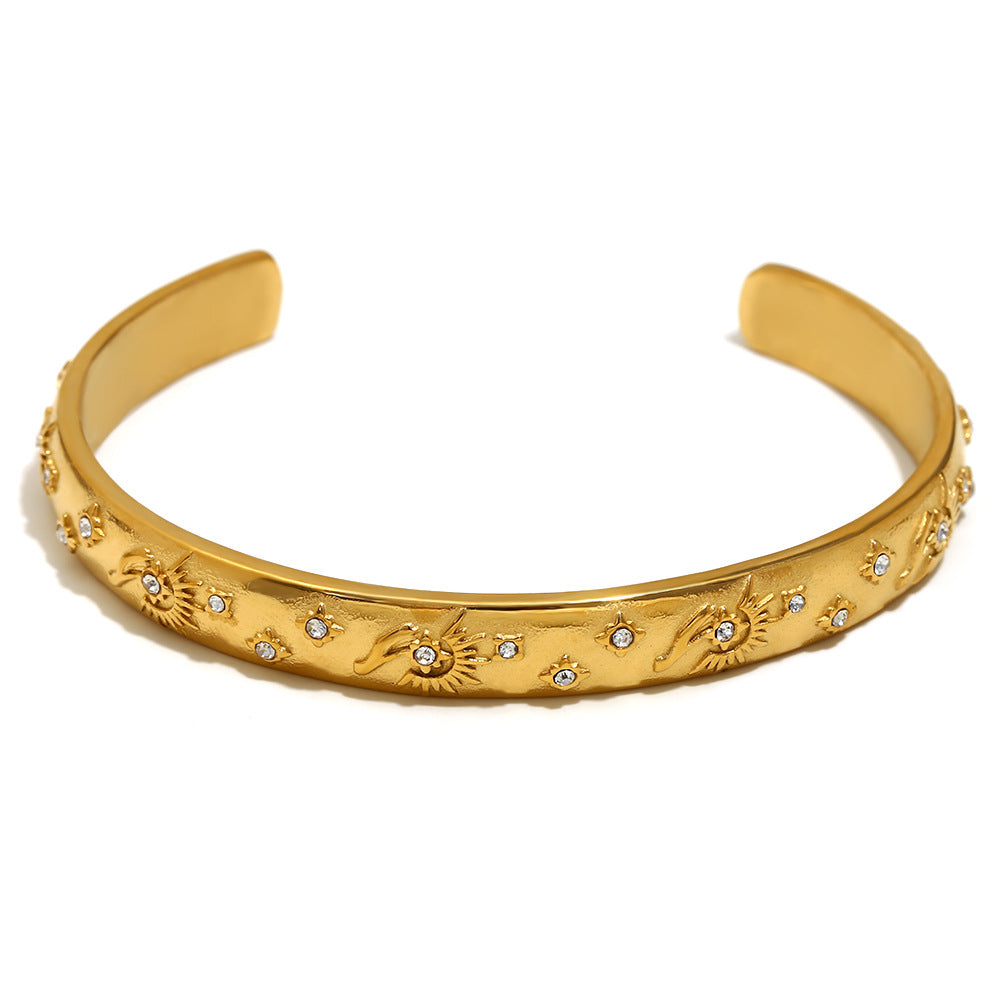 Ins Fashion Niche Advanced Versatile Ring Bracelet Stainless Steel 18K Gold Plated Tarot Earrings Female