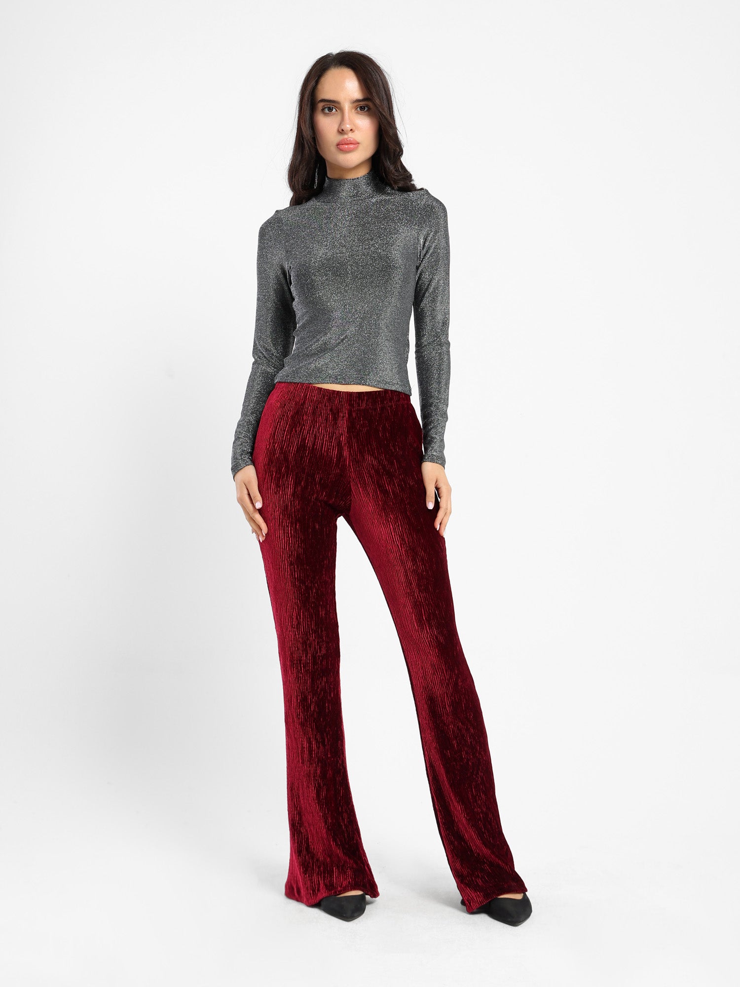 Textured Flared Pants