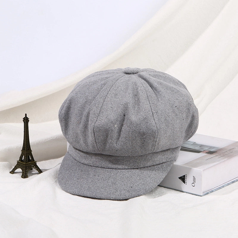 Hat Women's Autumn And Winter British Retro Painter Octagonal Hat Japanese Internet Celebrity Versatile Korean Style Street Fashion Peaked Beret