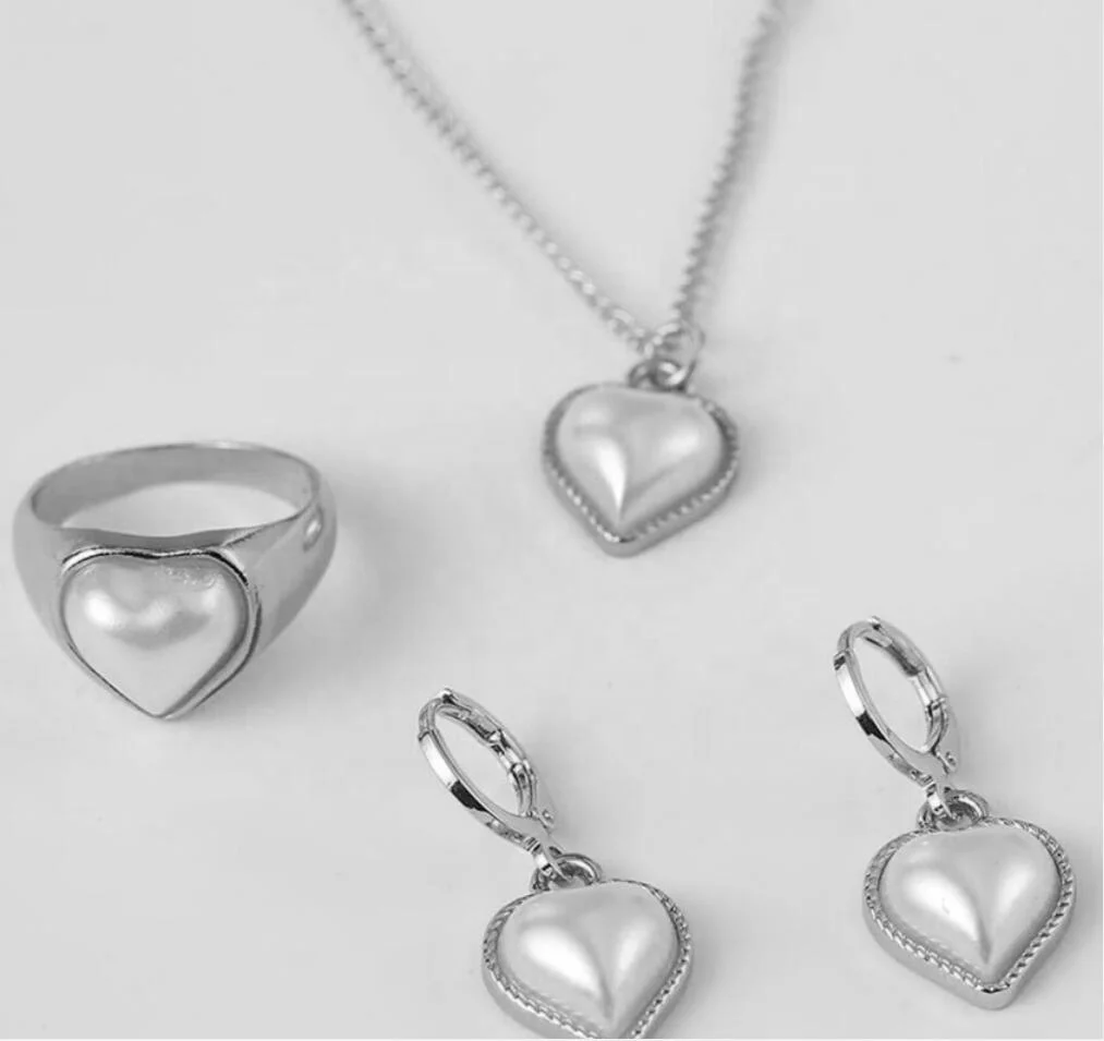 Jewelry Creative French Pearl Heart Love Necklace Set 4PCS/SET fashion jewelry jewelry sets