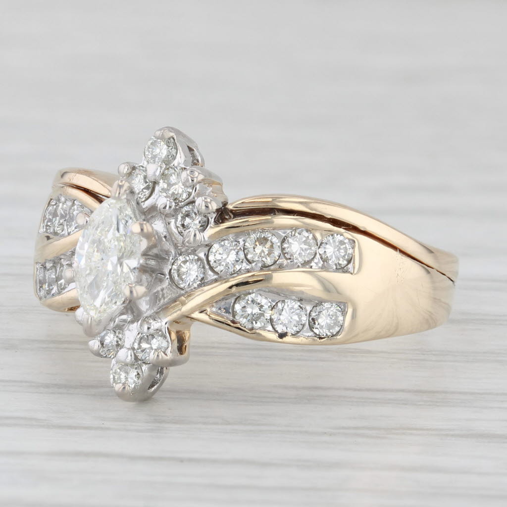 0.87ctw Marquise Diamond Engagement Ring 14k Yellow Gold Size 9