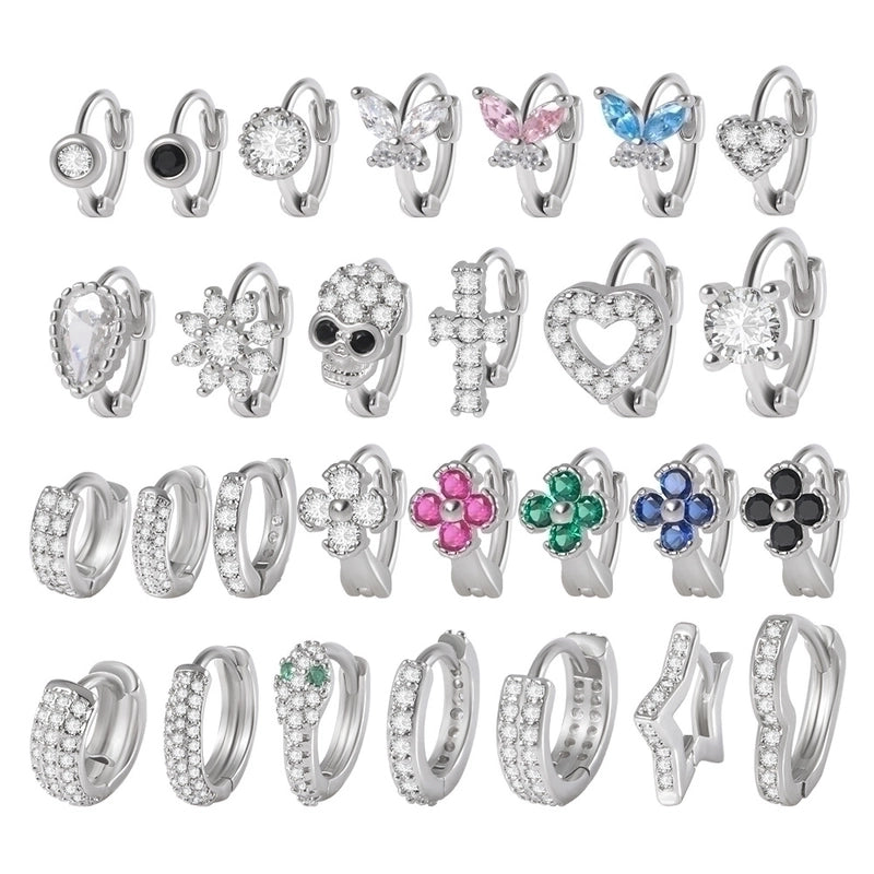 1 Piece Elegant Flower Butterfly Inlay Copper Rhinestones Zircon Earrings