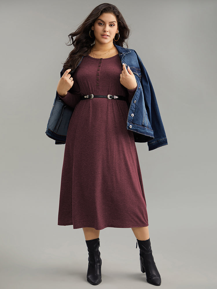 Solid Button Up Pocket Dress