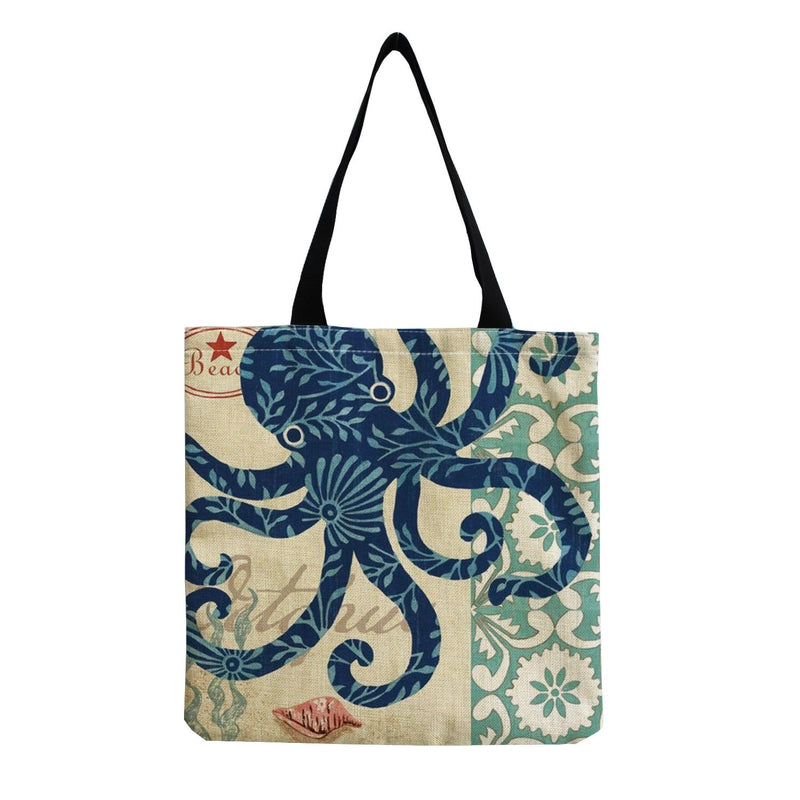 Women's Medium Linen Animal Beach Square Open Shopping Bags
