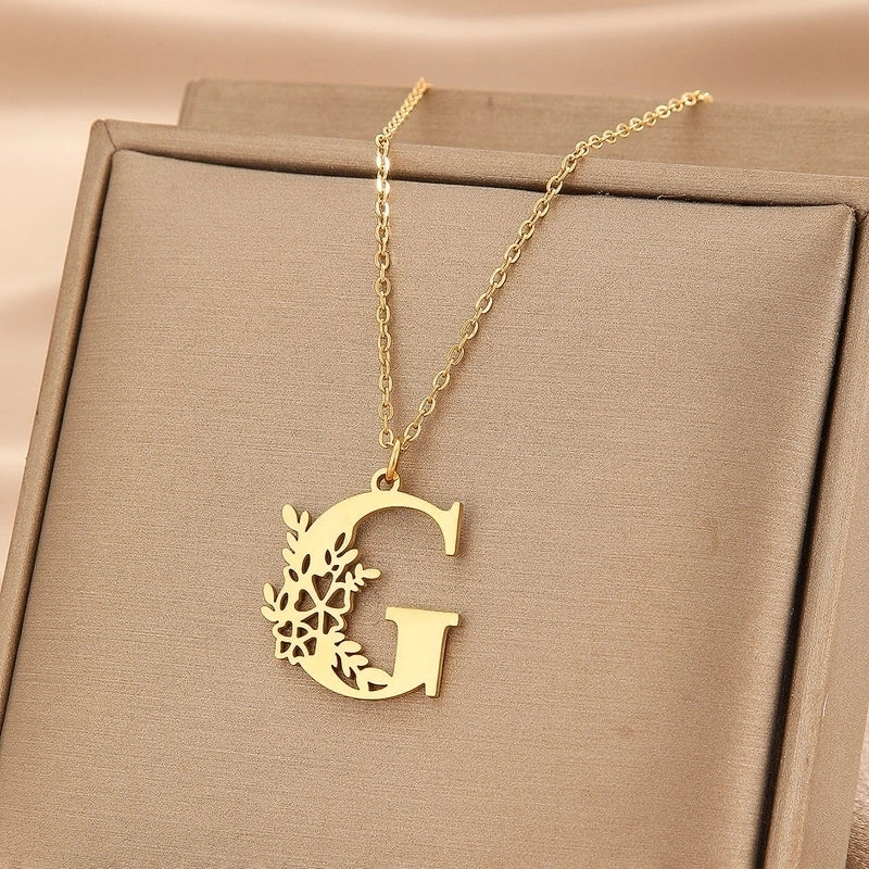 Basic Classic Style Letter Stainless Steel Plating Pendant Necklace