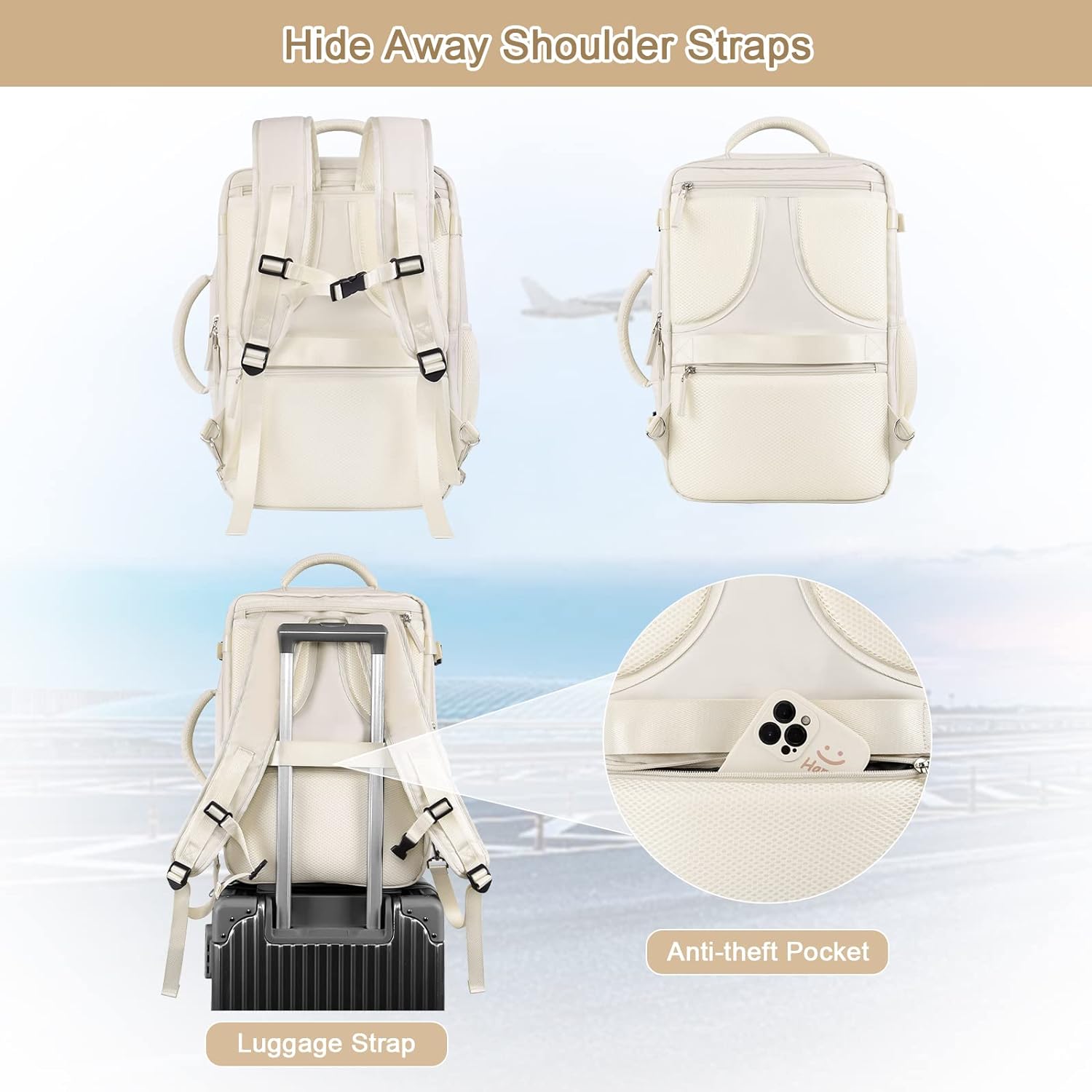 Large Travel Backpack for Women Men, Expandable 40L Carry On Backpack, 17 Inch Laptop Backpack College Bookbag, Waterproof Travel bag as Person Item Flight Approved