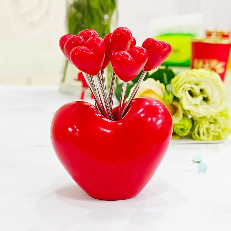 Cute Apple Strawberry Banana 201 Stainless Steel Plastic Fruit Fork 1 Set